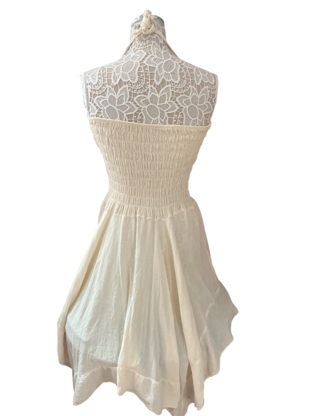 Island Escape Strapless Crochet Halter Dress in Cream - Picture 2 of 2